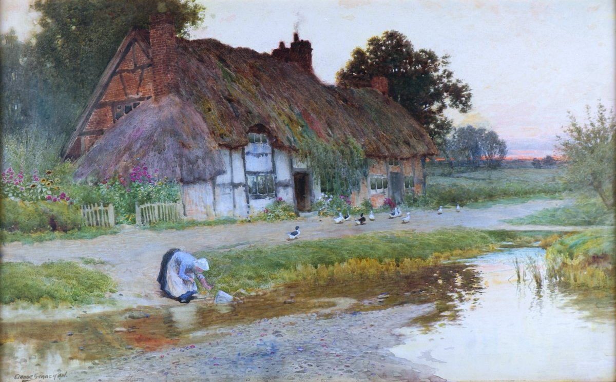 - Somewhere in Nowhere -

Arthur Claude Strachan (1865-1954), Evening Cottage Scene

arcadia-art.de/en-gb/Strachan…

#Art #Artist #Aesthetic #EnglishArt #BritishArt #EnglischeKunst #Landschaft #Landscape #Aquarell #Watercolor #Cottage #Landhaus #Sunset #Sonnenuntergang #LandLife