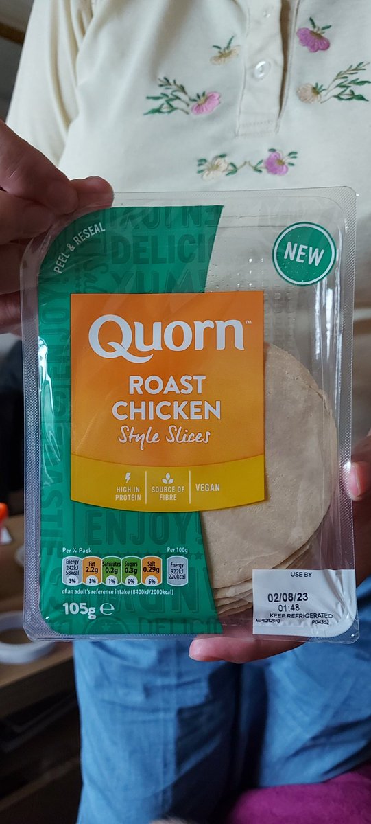 mattiusmasonius's tweet photo. @QuornFoods Your new packaging vegan slices with tiny white font on a bright yellow background is impossible to read even with glasses. Another wasted packet. That's 5 now. I wanted vegetarian version. Style changes so often I should give up Quorn. What about Disabilities ACT? https://t.co/ErBHI5aYjG