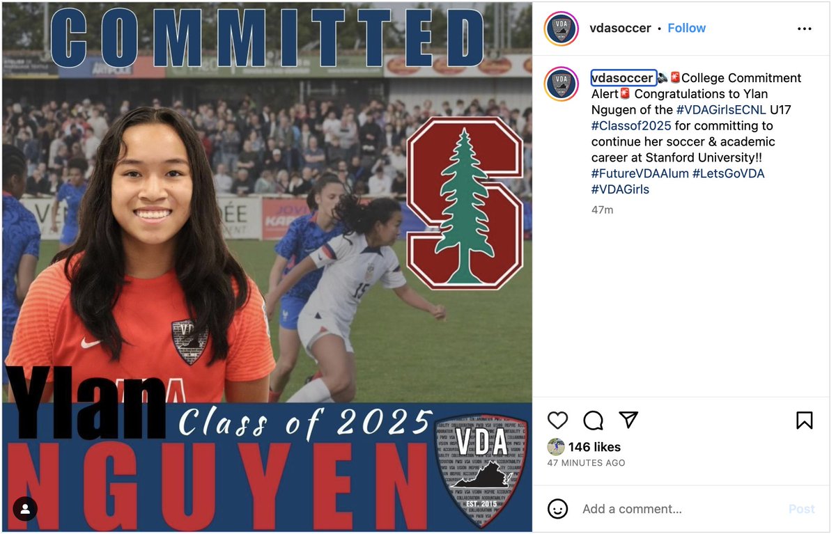 ECNL/GA/Recruiting/College Soccer (@imyouthsoccer) on Twitter photo Y-Lan is not on our Top Players Class of 2025 list ONLY because she doesn't have a Twitter account. Congratulations! and <a href="/StanfordWSoccer/">Stanford Women's Soccer</a> with their 2nd 2025 verbal commitment. #ECNL x.com/i/lists/155780… Y-Lan is not on our Top Players Class of 2025 list ONLY because she doesn't have a Twitter account. Congratulations! and <a href="/StanfordWSoccer/">Stanford Women's Soccer</a> with their 2nd 2025 verbal commitment. #ECNL x.com/i/lists/155780…
