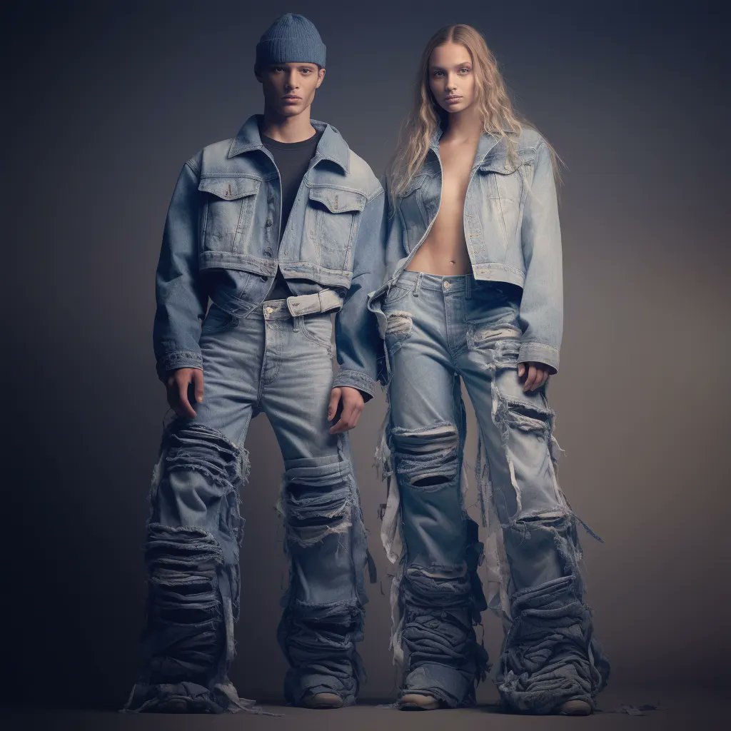 Denim dreams.

#denim
#couole
#dreams
#midjourney 
#jeans