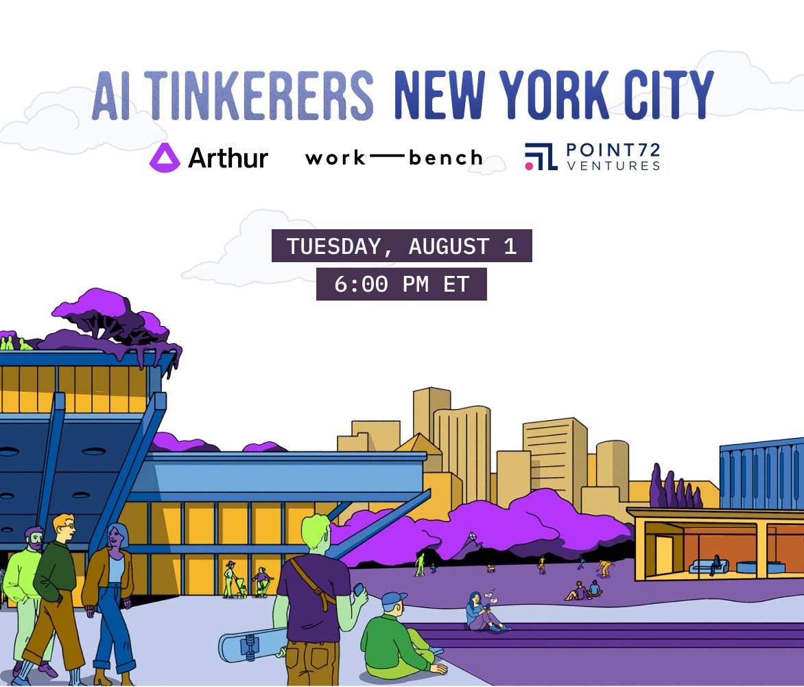 itsArthurAI's tweet photo. Calling all AI/ML builders in NYC! 🛠️

In a few weeks, we’ll be hosting the inaugural NYC AI Tinkerers event! Pitch a demo to present, or just come to learn and mingle with fellow practitioners over food and drinks.

More details and registration here: https://t.co/rorDhId0eG https://t.co/aIueviwN9d