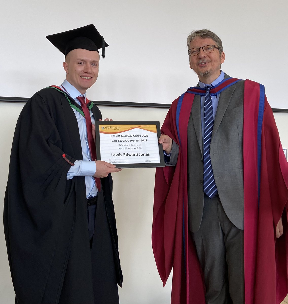 AberCompSci's tweet photo. Lewis Jones (pictured) is a joint prize winner for Best CS39930 Web Major Project. Rafal Tiffert is the other winner of this prize, but he was unable to attend today’s event. Two excellent projects.
#AberGrad2023 #AberGrad https://t.co/t8nWVWxSog