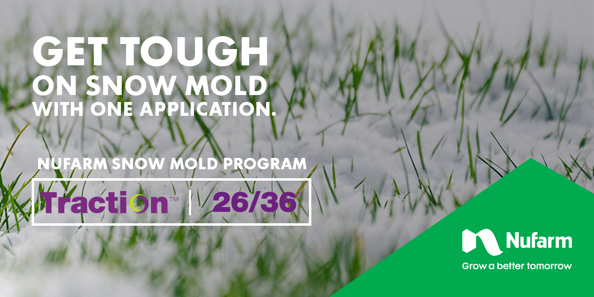 Get tough on #snow #mold early with a late-season application that is economical with Nufarm’s Snow Mold Program. Traction and 26/36 #Fungicides are a proven combination providing season-long snow mold control on #golf #course #greens, #tees and #fairways. nufarm.com/usturf/snowmol…