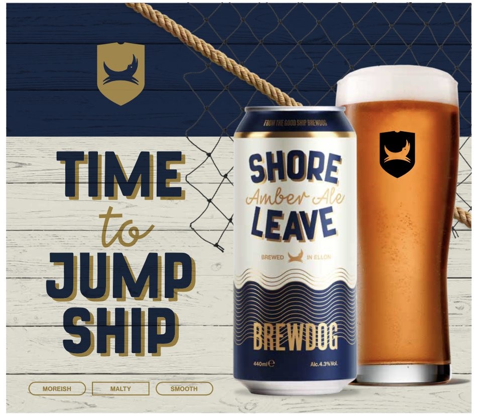 We are Jump Ship. We have a beer called Shore Leave. A bit lost for words to see this proposed ad for a new <a href="/BrewDog/">BrewDog</a> beer. @BrewDogJames please listen to concerns raised in your forum and remove the conflict with our brand.