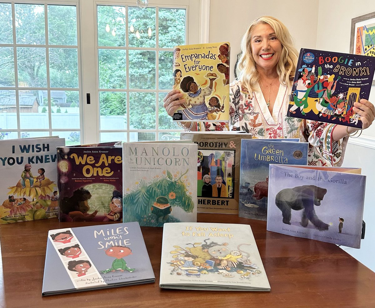 Taking a new pic with all my book babies! I can’t wait to share the two new beauties I’m holding with eager, young minds! 👉🏽EMPANADAS FOR EVERYONE --Aug 15th 👉🏽BOOGIE IN THE BRONX—Oct 10th @lunartcy19 @janaglatt @SimonKIDS @BarefootBooks