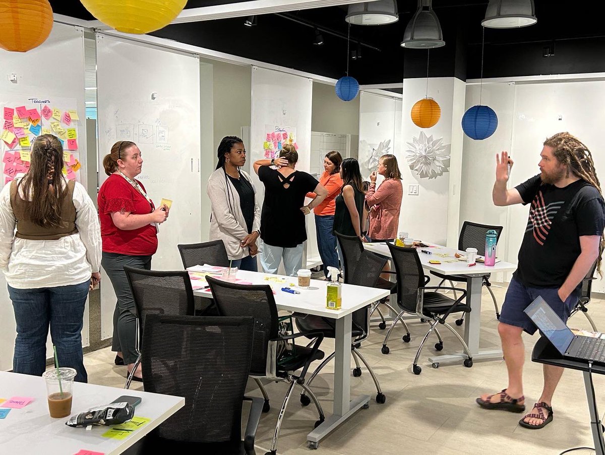 We had an awesome day at @IBM today, working with Brian Burnett in the Design Studio. We got to experience Enterprise Design Thinking and are walking away with lots of ideas about how to use it in our classrooms and in #PBL work.  #WakeEdSummerSTEM @wakeedpa @STEM_WCPSS