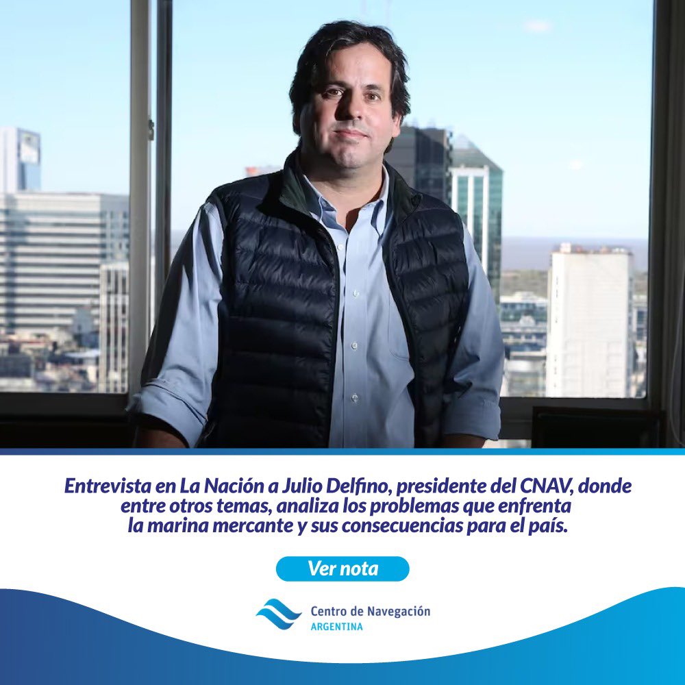 Compartimos la nota realizada al presidente del CNAV, Julio Delfino por el equipo de <a href="/LANACION/">LA NACION</a> donde se analizaron los problemas actuales que enfrenta la marina mercante. 

Ver nota: lanacion.com.ar/economia/comer…