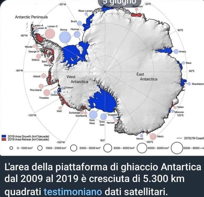 Host_Ku's tweet photo. Die Fläche des antarktischen Schelfeises ist von 2009 bis 2019 um 5.300 Quadratkilometer gewachsen, wie Satellitendaten belegen.
Jetzt bin ich definitiv verunsichert!
The area of the Antarctic ice shelf from 2009 to 2019 grew by 5,300 square km, satellite data testify. https://t.co/PtawW4cfkJ