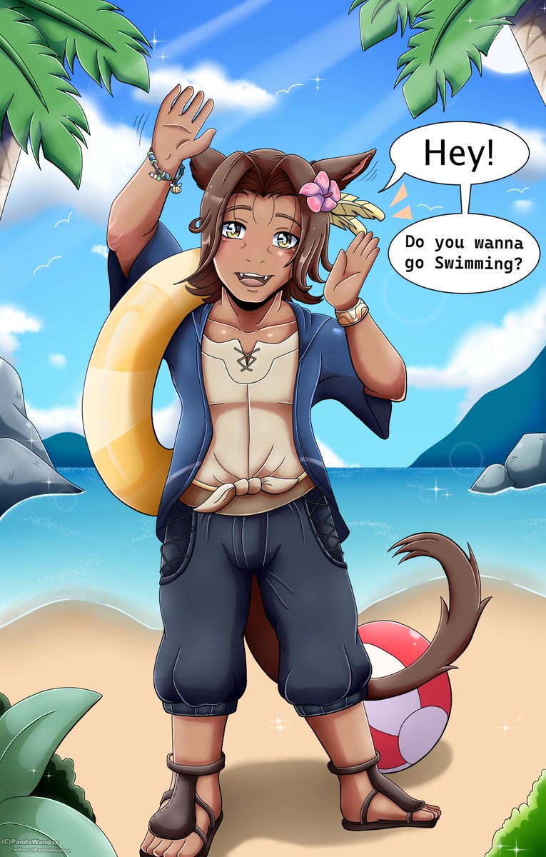 Fanart for @Bunbundango_ 🍡🐝
Would you like to go swimming with Auburne? 
☀️🌴🐱