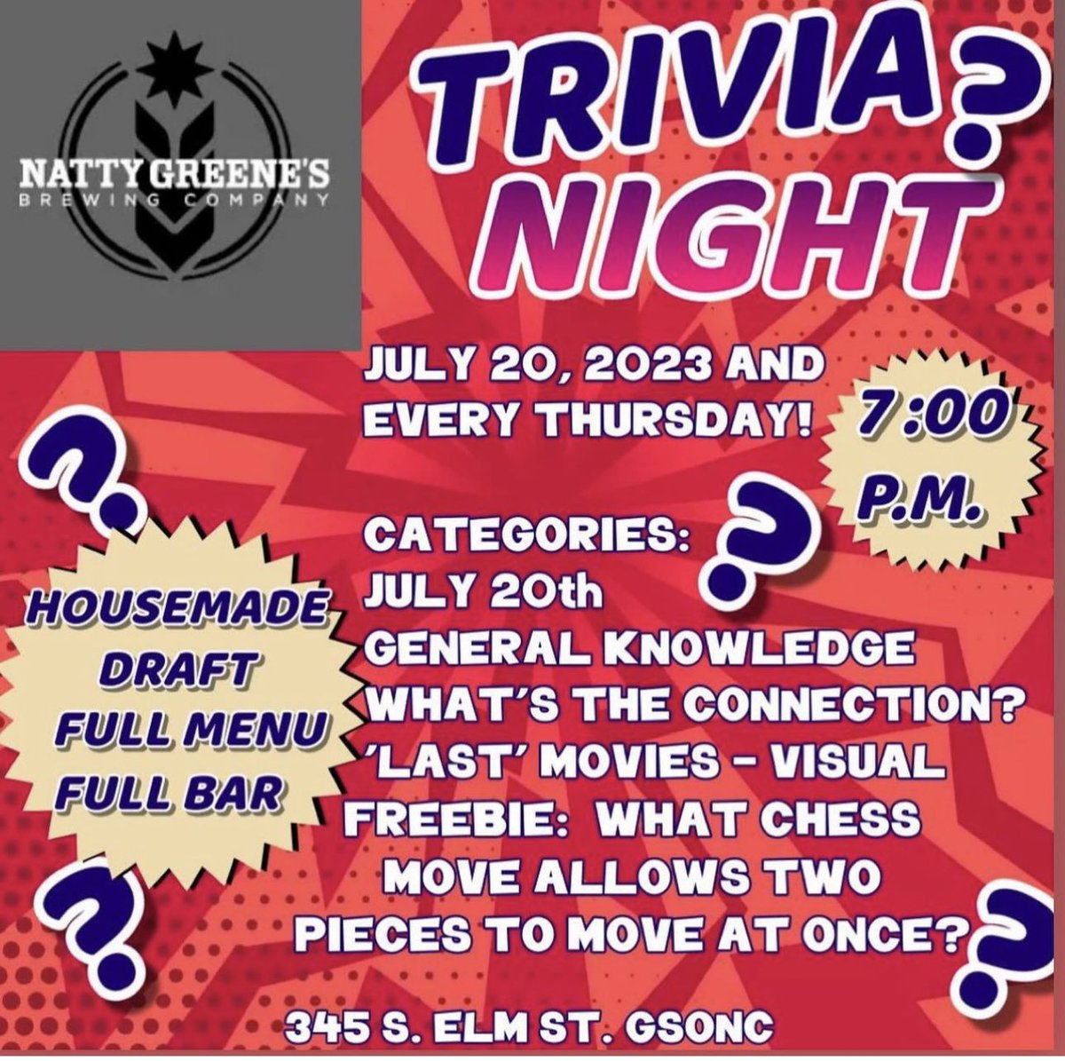 Natty_Greenes's tweet photo. Join us tonight for trivia at 7pm 
&amp; live music with David McLaughlin at 9pm!
.
.
.
#nattygreenes #dgso #greensboronc #triadnc #trivianight #livemusic https://t.co/wH8UuakKms