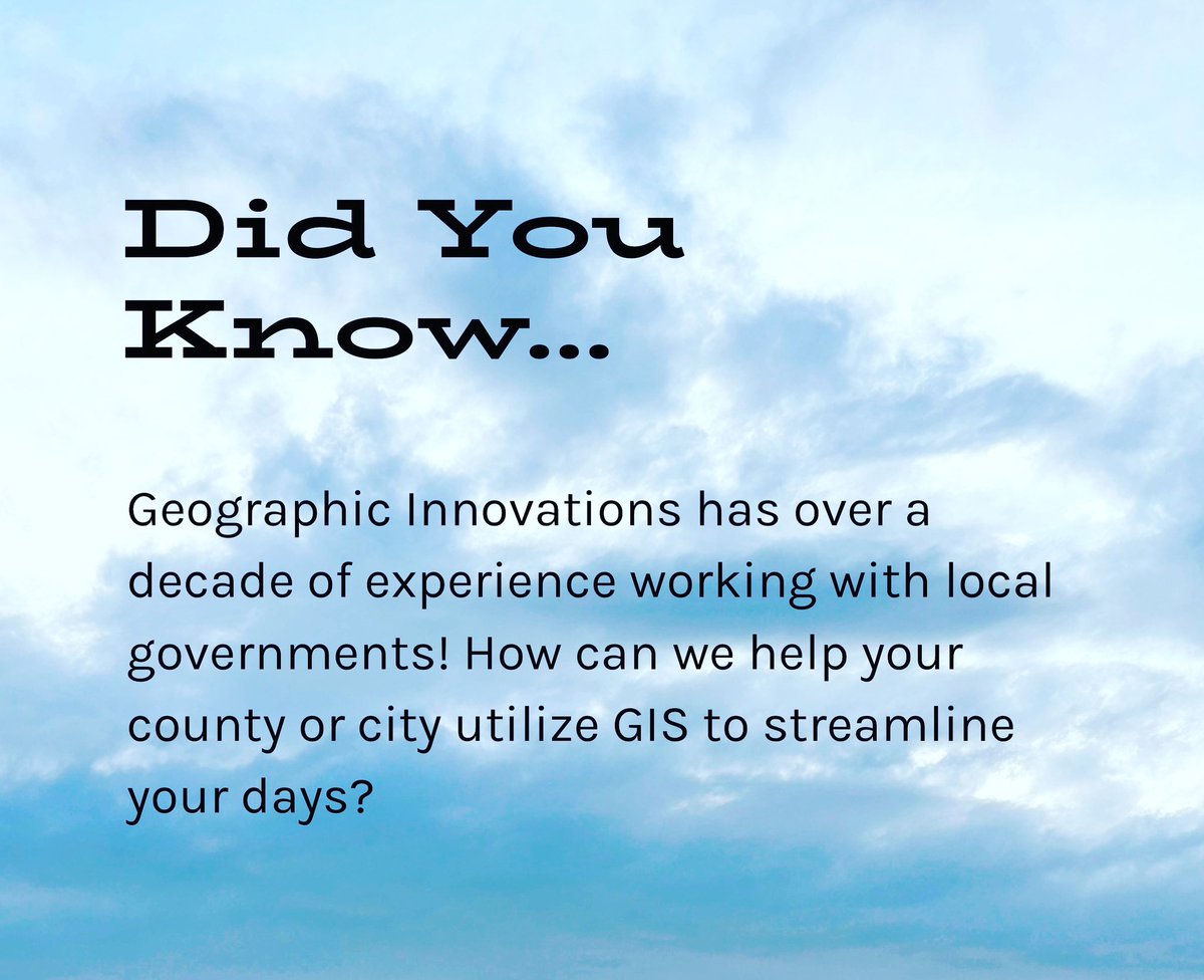 GeoInnov's tweet photo. From city planning to county tax rolls. From emergency management to water and waste management; GI has experience and is ready to help you get started! #GeoInnov #GIS #CityPlanning https://t.co/uKWfMmRIs4
