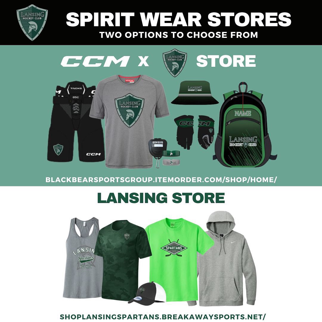 ⚡️Gear up in style with the all-new apparel and sporting goods collections for our Lansing Hockey Club!

👀Discover the perfect blend of performance and fashion with our top-quality hats, hoodies, &amp; more. 

CCM: bbsgccmspring23.itemorder.com/shop/home/

Breakaway Sports: …oplansingspartans.breakawaysports.net