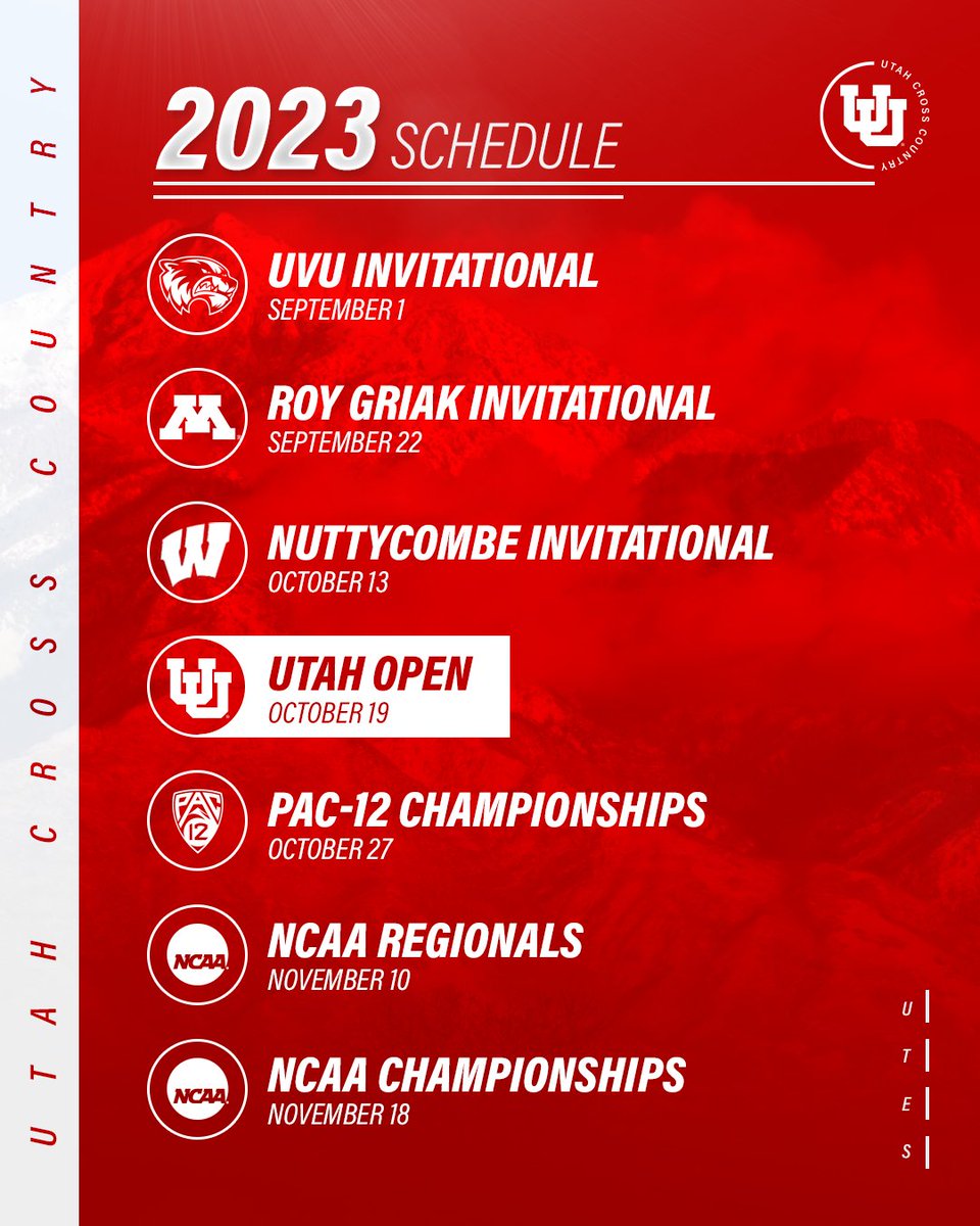 Mark your 🗓️‼️ Our 2⃣0⃣2⃣3⃣ schedule is here! 🔗 bit.ly/43yYNDy #GoUtes | #UtahTFXC