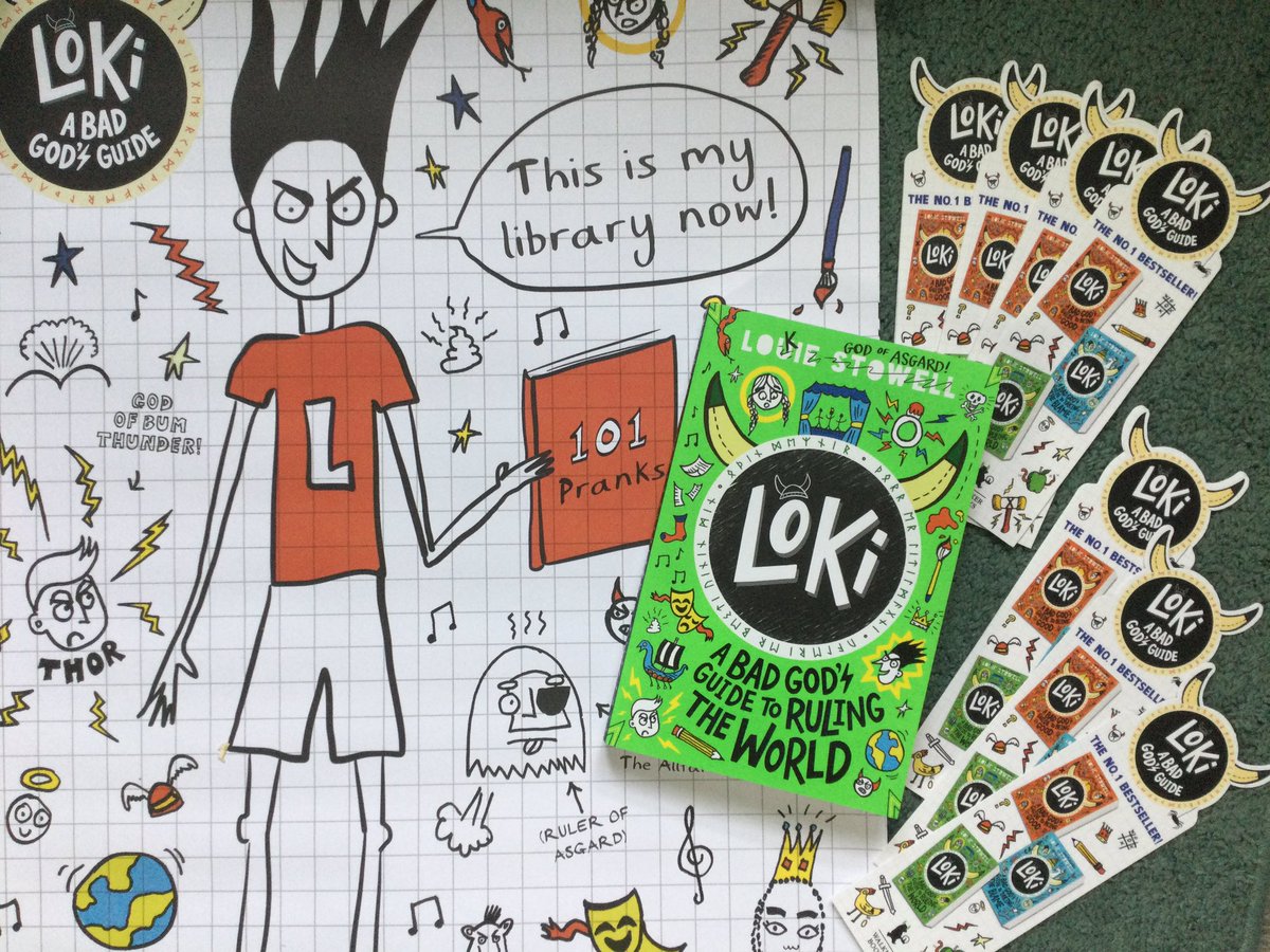 We have spectacular #bookmail !✨📖💚 Many thanks Georgina @toppsta for our copy of A Bad God’s Guide to Ruling the World and for the bookmarks and posters ✨ We love Loki in The Spawforth Library! 🙌 #toppstaschooldisplay @Louiestowell @WalkerBooksUK