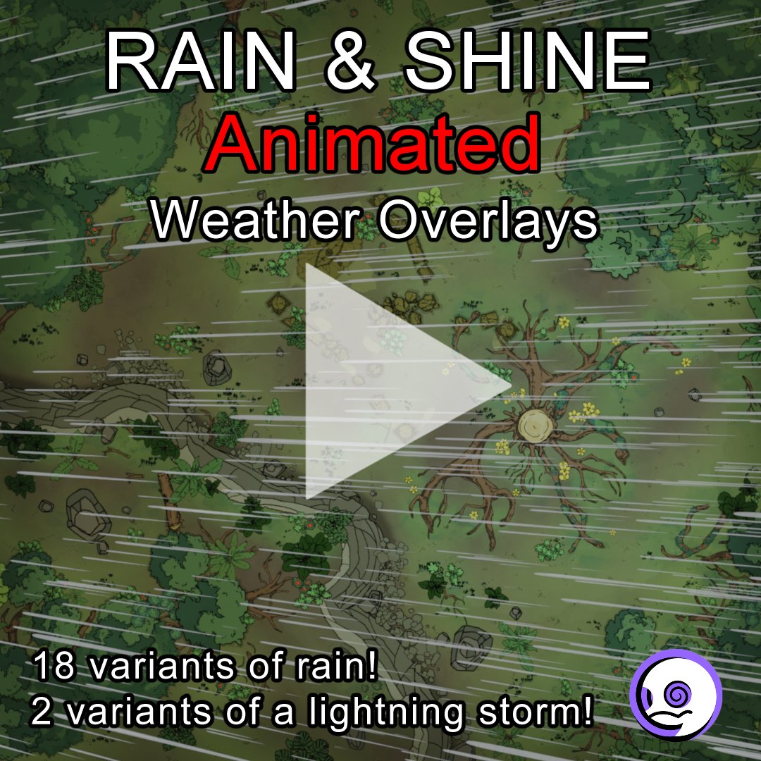 Know_the_Ghost's tweet photo. I'm finally publishing a brand new art pack for #TTRPGs!  

Rain &amp; Shine - Animated Weather Overlays

Now live on the Roll20 marketplace!    #ttrpgfamily #ttrpgcommunity 🔽Link below 🔽 https://t.co/ZifOiVKsAn