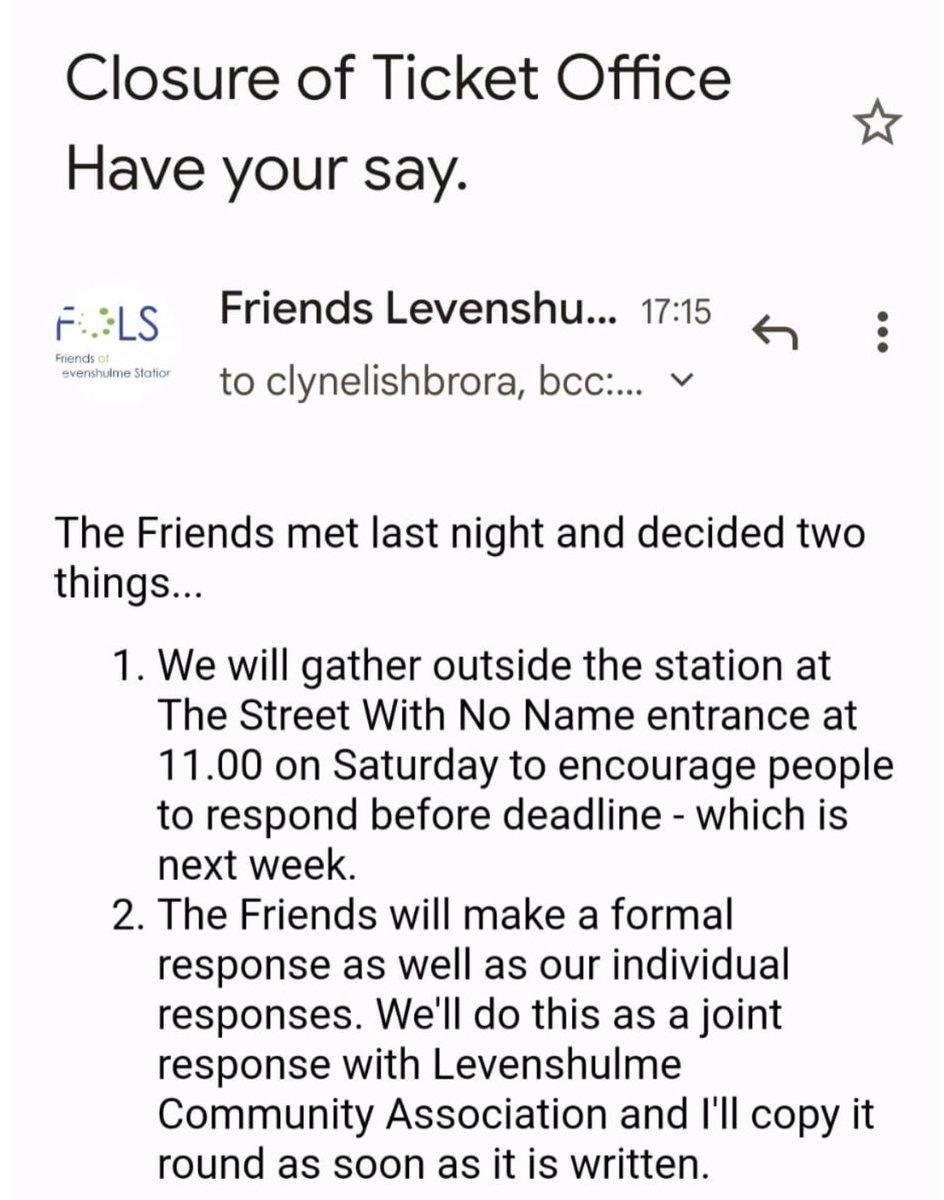 Please join the Friends of Levy station and us this Saturday to say NO to Ticket office Closure.  <a href="/basat_m/">Basat Sheikh</a> @zahid4Labour <a href="/LevenshulmeLab/">Levenshulme Labour</a> <a href="/LevyCllrs/">Levenshulme Councillors</a>