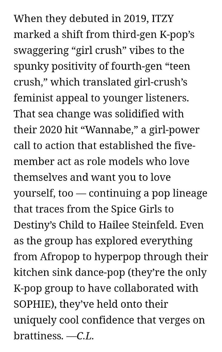 chaesources's tweet photo. [INFO]

#WANNABE was named one of the 100 Greatest Songs in K-Pop History by Rolling Stone. https://t.co/WdBXkvwXRT