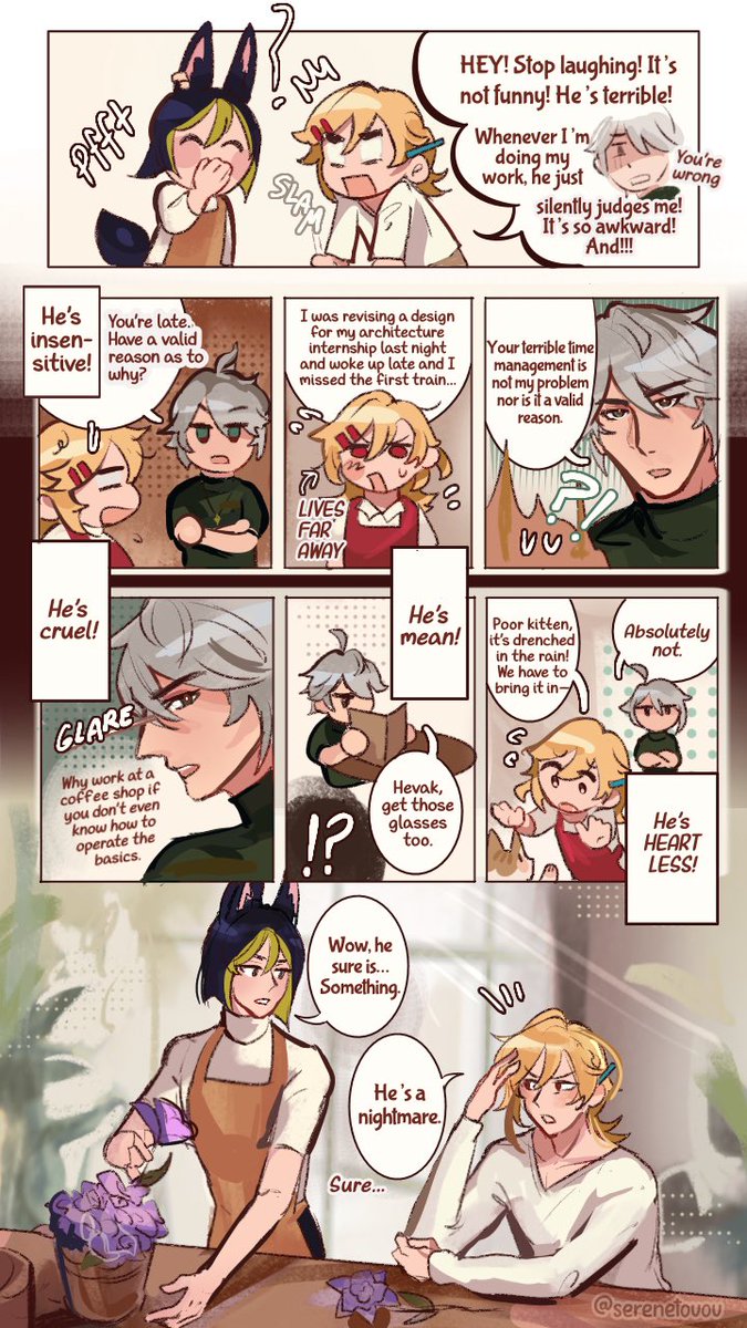 serenetouou's tweet photo. 【 #haikaveh coffee shop / cafe au ☕️🌱🏛️ 】
thank you all sm for the love on part 1 🥹🫶 enjoy part 2!!! 🤭
[4/8] ⬇️ https://t.co/l5AZhYom4w