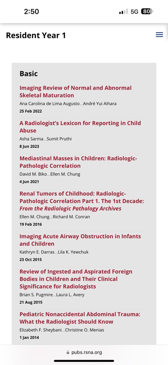 Top 10 Must Read list for trainees in each subspecialty! Fantastic @RadioGraphics @RadG_Editor pubs.rsna.org/page/radiograp… #MedEd #PediNeuroRad #PedsRad #NeuroRad