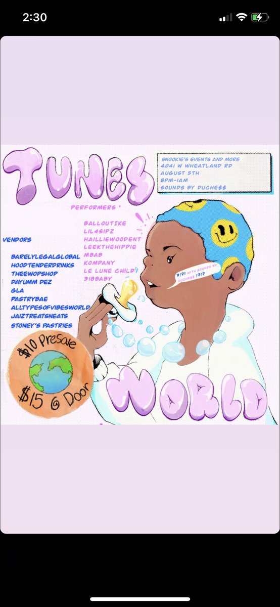 _AceFlaco's tweet photo. Tunes World 🌎 ft DJ Duche$$
August 5th from 8pm-1am
📍 Snookies Events &amp; More
4041 W Wheatland Rd
Dallas, TX 75237
Make sure y’all get them early birds cause you don’t wanna miss out❗️
https://t.co/uT2dU1XJoi https://t.co/hvngf6TiM8