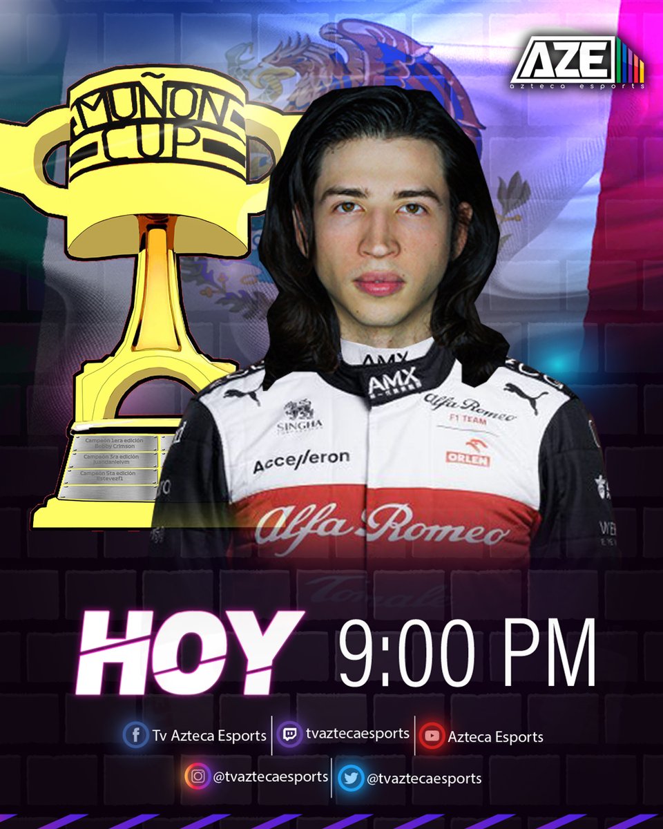 TVAztecaEsports's tweet photo. 🔥Evento especial en #AzeCreator.
La Copa Muñon de Fórmula 1 con invitados de lujo @BoostlerF1 en #AztecaEsports.
🏆 @Copamunon
🎙️ @Jaguar70mx https://t.co/8ntrLMkPb5