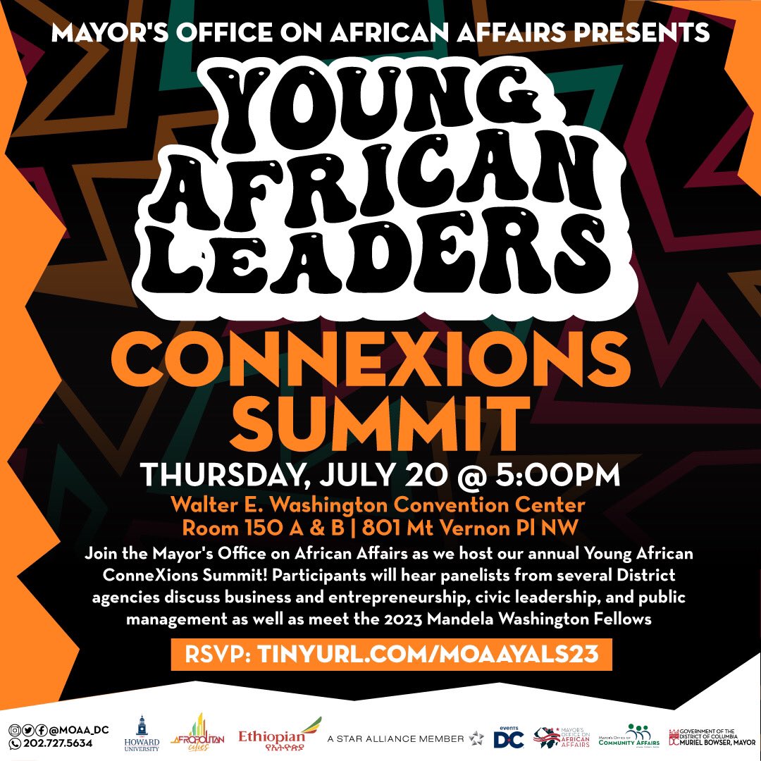 MOAA_DC's tweet photo. #TONIGHT Join @MOAA_DC for the Young African Leaders Impact Weekend at the Young African ConneXions Summit! Hear from experts in civic leadership, business, & more.
📍801 Mt Vernon Pl, Room 150
🗓️Thursday, July 20 | 5pm
➡️https://t.co/4mSJrhf4gW
#YALIWeekend #DCValues https://t.co/EIRK7VA4Km