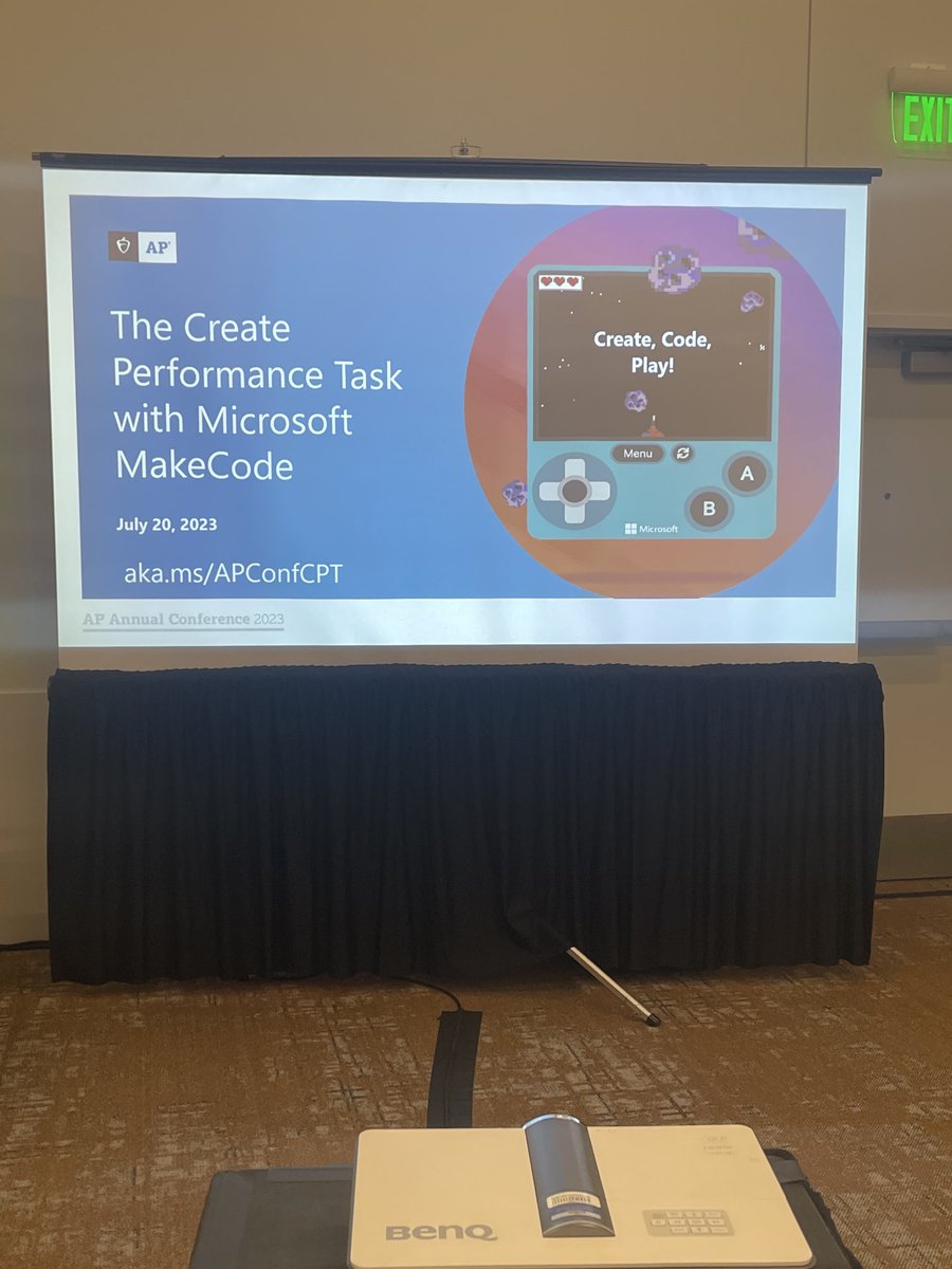 ketheredge's tweet image. Looking forward to showing #APCSP teachers at the #AP_Conf how the ⁦@MSMakeCode⁩ curriculum supports students in their prep for the Create Performance Task ⁦@Jaqster⁩ ⁦@i2eEDU⁩