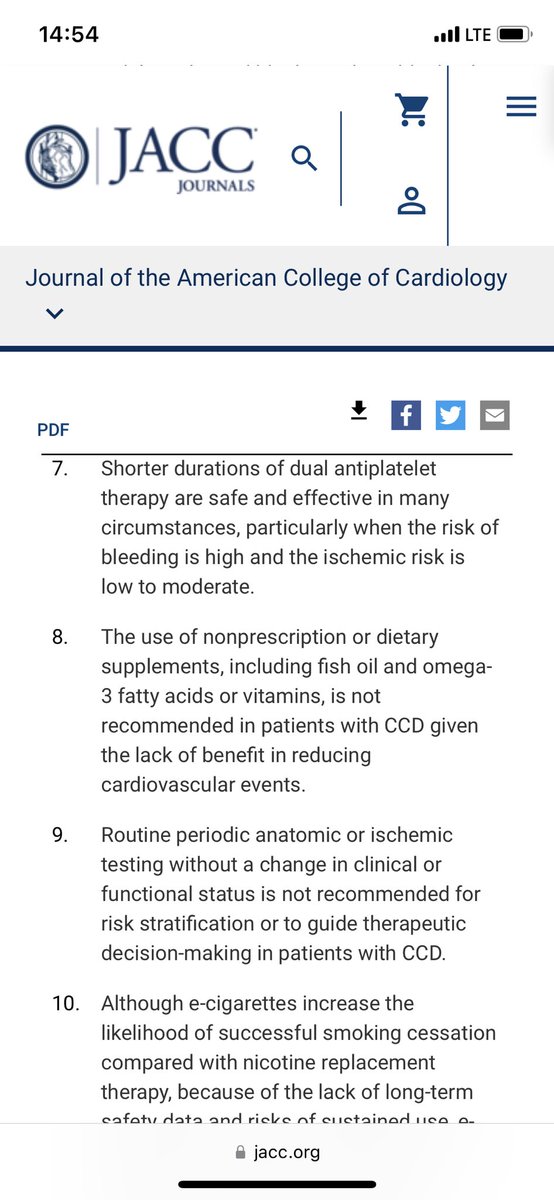 So excited to see these guidelines out! Guideline for the Management of Patients With Chronic Coronary Disease @ACCinTouch @American_Heart @ASPCardio Top 10 messages! Teamwork Statins first Shorter dual antiplatelet 🔑 Lifestyle +Exercise 🚫supplements jacc.org/doi/10.1016/j.…