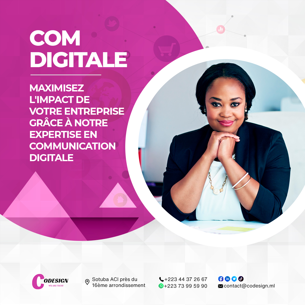 Codesign_tec's tweet image. Confier sa communication à une personne est une décision importante mais la confier à Codesign c’est maximiser votre retour sur investissement et très rapidement 💪🏽😉 !!!

Nous adorons les défis alors n’hésitez pas à nous défier 😉🥰 !!!

#comdigital #digitalisation #siteweb