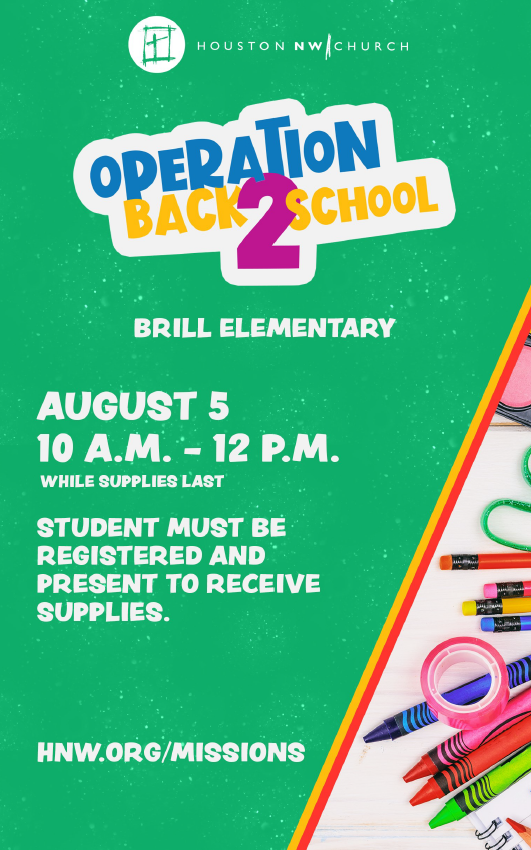 Broncos- join Houston Northwest Church at Brill for a morning filled with with supplies, games and snacks! Rain or Shine- everyone will have a great time! 💛💙