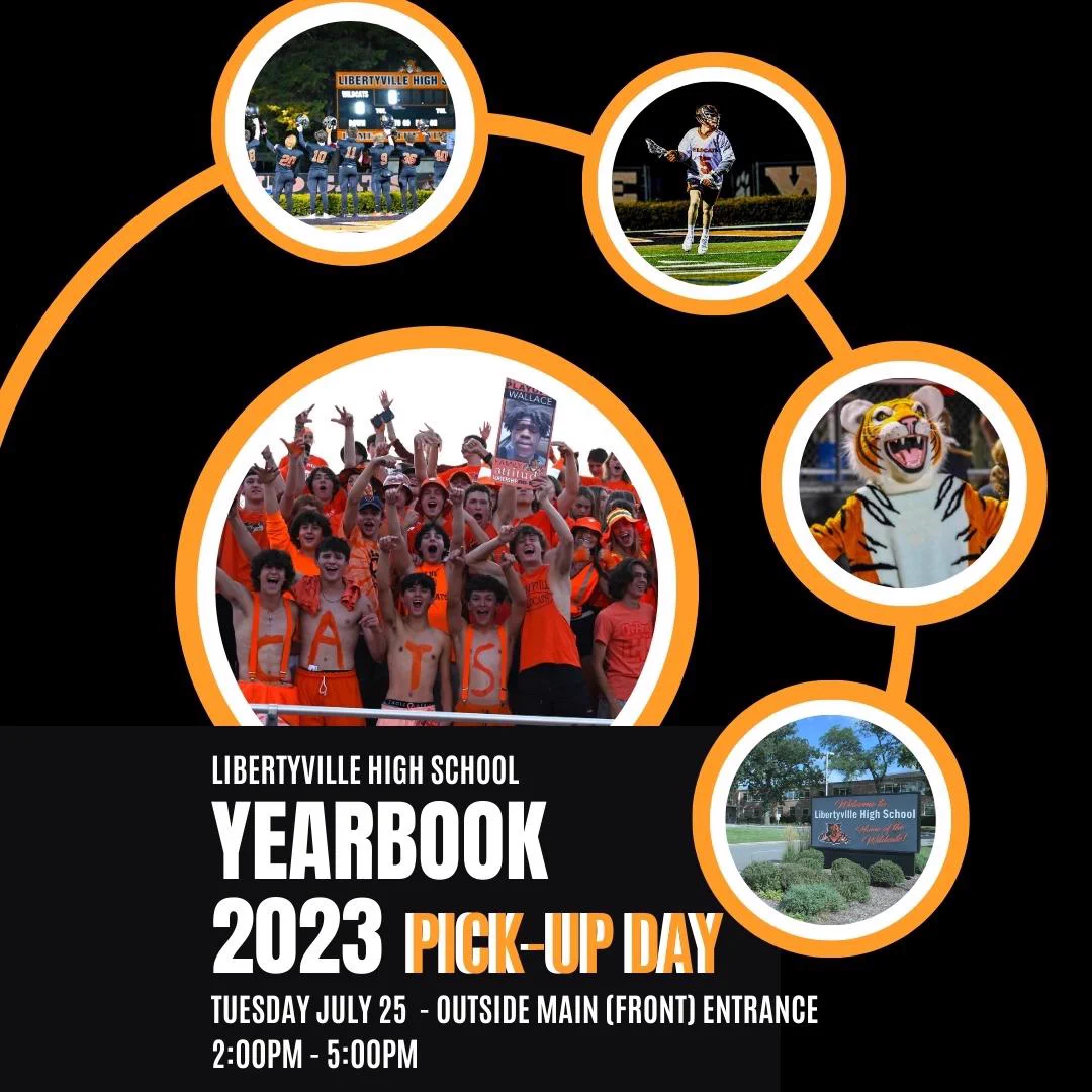 LHS Yearbook pickup day graphic