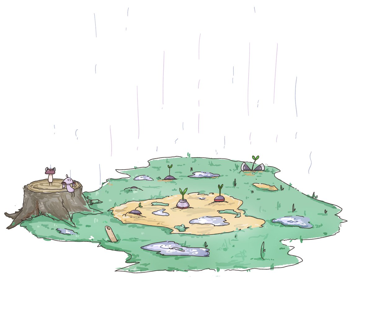 「恵みの雨」|毛玉猫🍄＠Skeb募集中のイラスト