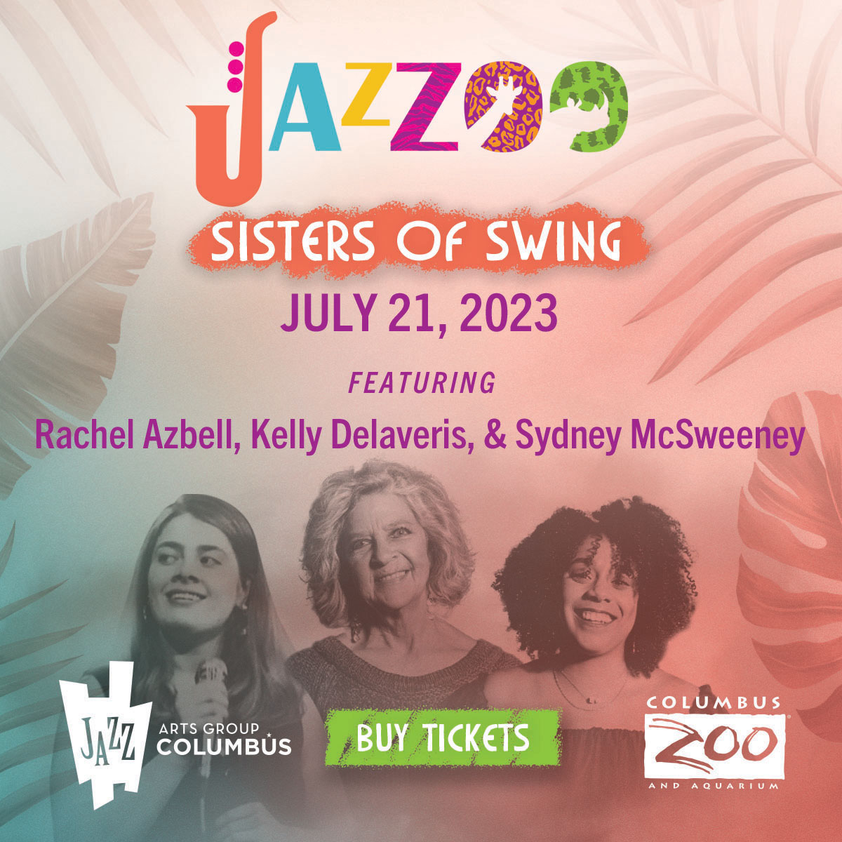 jazzartsgroup's tweet photo. The Jazz Arts Group is excited to present featured vocalists Rachel Azbell, Kelly Delaveris, and Sydney McSweeney for JazZoo! Join us tomorrow night at the @columbuszoo to hear the Sisters of Swing with your Columbus Jazz Orchestra. Visit https://t.co/6cvbNnFJiJ for more. https://t.co/h4q7Ldrkn1