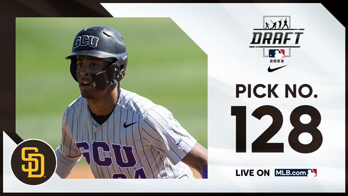 jimcallisMLB's tweet photo. 4th-rder Homer Bush Jr. signs w/@Padres for $511,600 (full pick 128 value). @GCU_Baseball OF, tremendous athlete w/big league bloodlines, electrifying speed, flashes some raw power too. @MLBDraft https://t.co/1AnymDOYlN