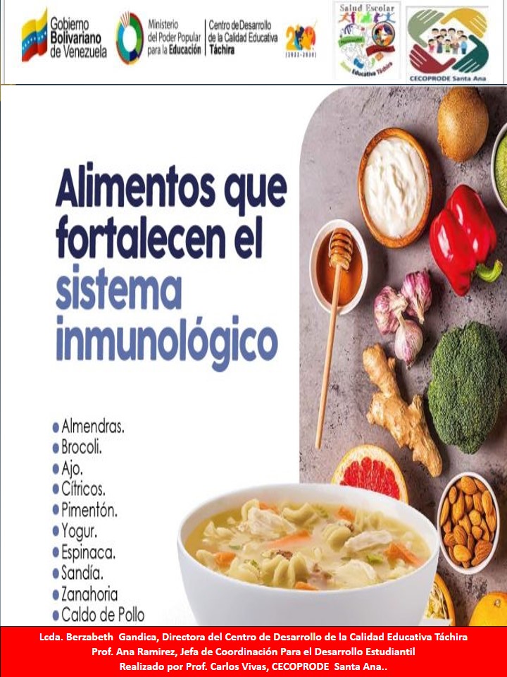 Alimentos que fortalecen el sistema inmunológico
@MPPEDUCACION
@ZonaEducTachira
<a href="/NicolasMaduro/">Nicolás Maduro</a>
<a href="/yelitzePSUV_/">Yelitze Santaella</a>
<a href="/berzabethg1/">Berzabethgandicaoficial</a>
<a href="/COMUNIDADESED15/">DIV. COMUNIDADES EDUCATIVAS TÁCHIRA</a>
@SPETachira
<a href="/saludescolar2/">Salud Escolar</a>
<a href="/cordobaENGH/">CordobaGarciadeHeviaEcuela</a>
<a href="/Yasuy80/">CEI DR FCO GARCIA H.</a>
<a href="/uensimonbolivar/">U.E.N.SIMONBOLIVAR - Córdoba.</a>
<a href="/Especial13142/">Especial Córdoba</a>
<a href="/donromulogalle1/">Donromulogallegos</a>
<a href="/lavictoria2015/">Nueva Morelia</a>