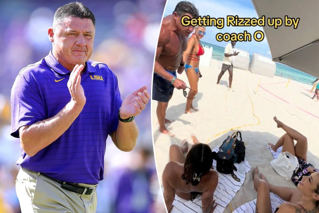 Ex-LSU coach Ed Orgeron lives it up in new bikini-filled video 
It’s summertime and the living’s easy for Ed Orgeron. In a newly shared TikTok video, the former LSU Tigers football coach, 61, can be seen chatting up bikini-clad beachgoers while walking with a woman who appea… https://t.co/q5HzZeTSxK