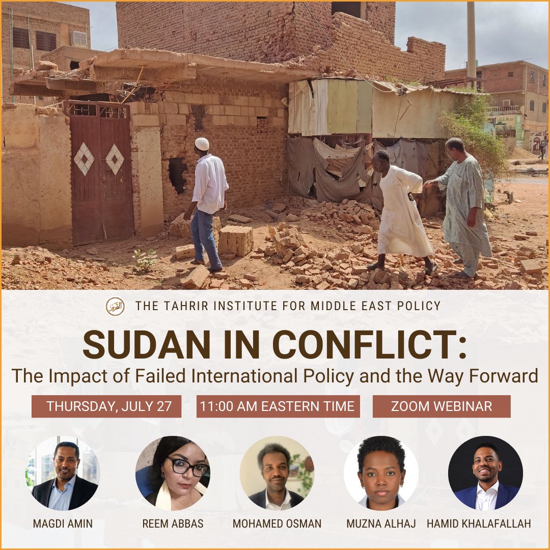 🚨 NEW EVENT: Join TIMEP for a virtual panel next week on Thurs, 7/27 @ 11 ET on #Sudan’s ongoing conflict, the role of the int’l community, and the state of RCs ft. panelists @ReemWrites, @MoOsman88, @HamidMurtada, Muzna Alhaj, & moderator @Magdi_Amin. timep.org/2023/07/20/sud…