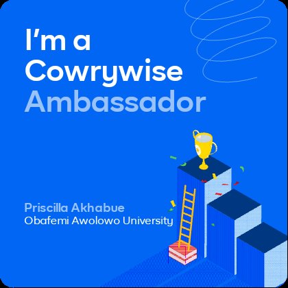 Super Glad to be a @cowrywise #CampusAmbassador

What started with a congratulatory mail from Oriade from Cowrywise has transitioned into 4:00pm announcements of Timi Joel, streaks of Nimi(FUTA), the Fá highlight and tons of messages on Slack. 
I won't have it any other way.
🤗❤️
