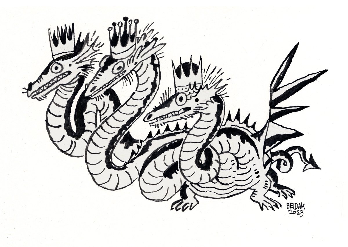 _beidak_'s tweet image. Three-headed dragons with crowns are the only dragons I cherish