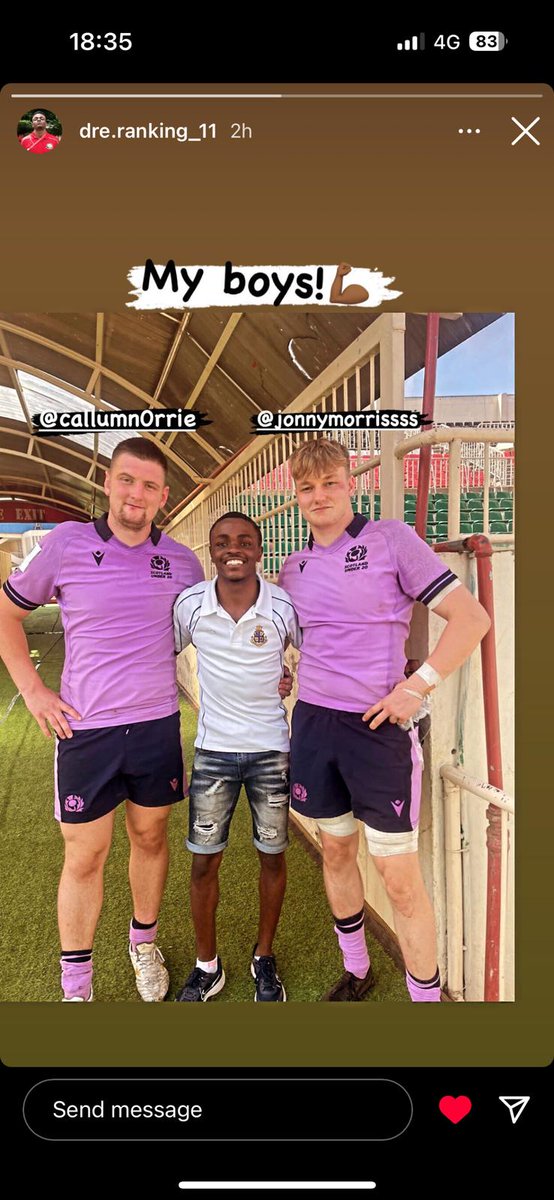 djbecosse's tweet image. Wonderful to see today  @StrathallanSchl @strath_sport FPs @callumn0rrie @jonnymorrissss playing for the 🏉 @Scotlandteam U20s v 🇺🇸 in the @WorldRugby #WorldRugbyU20s in 🇰🇪 Nairobi with ⚽️ @Kiberablackstar and 🇰🇪⚽️ U20  Andre Kalama #StrathCommunity #PeerSupport @StrathKenya 🏴󠁧󠁢󠁳󠁣󠁴󠁿🇰🇪