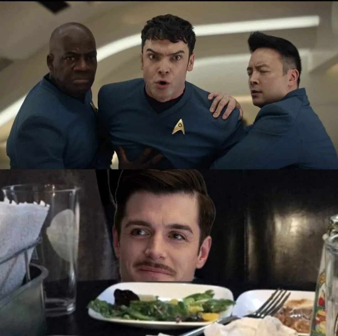 Denchasketch's tweet image. Saw this on Reddit, definitely going to use this instead of the original meme from now on.
#StarTrekStrangeNewWorlds