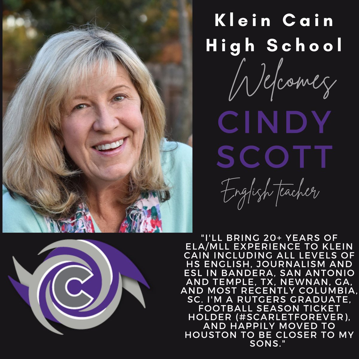 Let's give a warm Hurricane welcome to Cindy Scott!