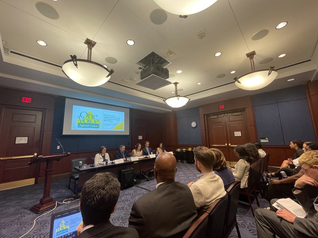 LLacasseACSCAN's tweet photo. Thank you to members of Congress represented and staff for joining an important conversation @OVAC's Congressional Briefing on #CancerResearch. Increased investment in @theNCI &amp; @NIH is an investment in lives. Thank you to @NCIDrDougLowy @DCarnival46 @adam_Sonabend @CMAnnunziata https://t.co/LU9C4pwdFc