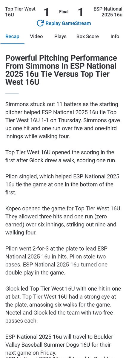 ESP Select Baseball 2025 National tweet media