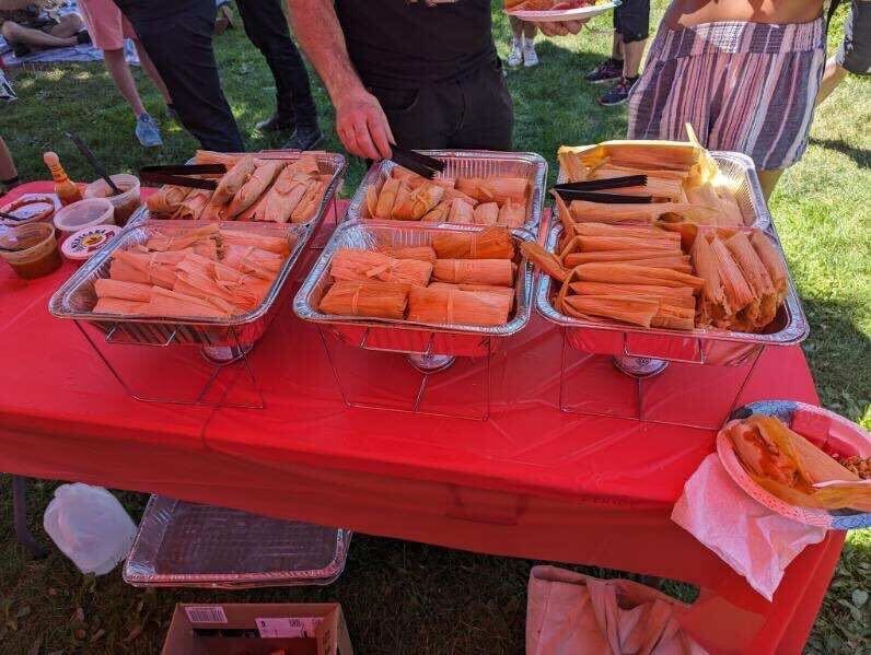 DSAdenver's tweet photo. Denver and Boulder DSA held a Tamales for Teamsters fundraiser last weekend in Denver! 

We had almost 100 people there and raised more than 3k for the picket lines! #Solidarity #teamsters #strikeready @Teamsters455 https://t.co/Ck8LyWnY8h