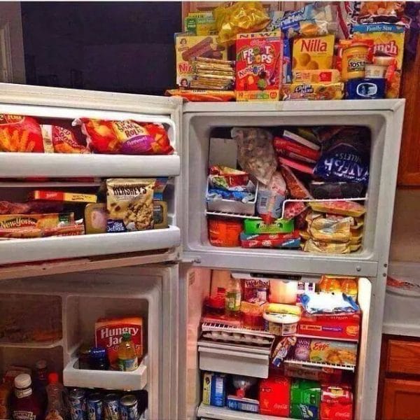 julaisnothere's tweet photo. mom: put the food in the fridge 
the fridge in question: https://t.co/kPRV7v3TVZ
