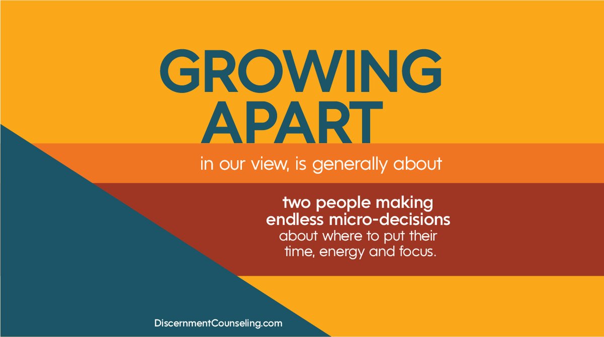 Discernment Counseling helps people better look at their own contributions to this common marital problem. The result? Some couples end up working on a more intentional marriage with great success, even if one initially thought the marriage was all but dead.