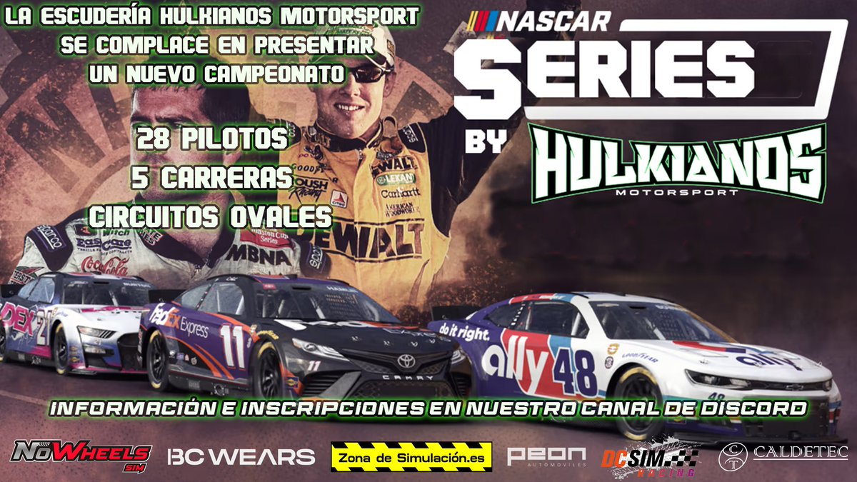 🚨🚨Ojo que traemos noticias frescas🚨🚨
Porque lanzamos nuestro segundo campeonato y le damos una vuelta de tuerca, nos vamos de Nascar series.
Toda la información e inscripciones en nuestro discord
discord.gg/ZqayG946Gt