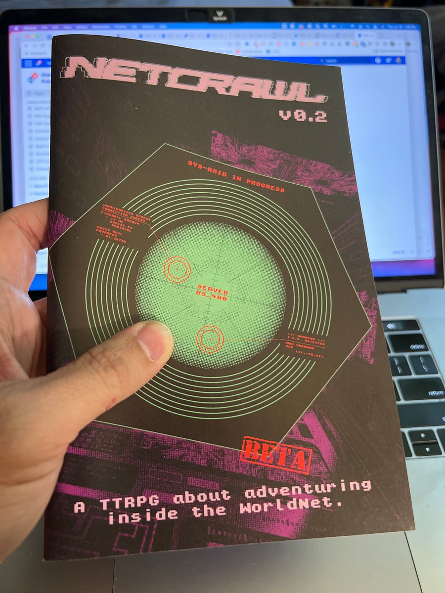 Netcrawl [Beta] in Print
Here it is, Netcrawl in print! Last year I gave away Alpha copies of the game (then called Hack!). This year a beta copy will be available at Gen Con 2023 in the Goodman Games booth. Progress!