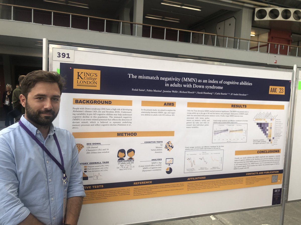 Andre Strydom (@drandrestrydom) on Twitter photo @SarahPapey <a href="/LonDownS/">LonDownS Consortium</a> And here is <a href="/fedalsaini/">Fedal Saini</a> with his poster on EEG MMN #AAIC2023 @SarahPapey <a href="/LonDownS/">LonDownS Consortium</a> And here is <a href="/fedalsaini/">Fedal Saini</a> with his poster on EEG MMN #AAIC2023
